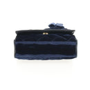 CHANEL Camellia Matelasse Flap Chain Bag Velor Navy Gold CC Auth bs29963V-10