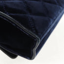 CHANEL Camellia Matelasse Flap Chain Bag Velor Navy Gold CC Auth bs29963V-13