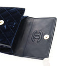 CHANEL Camellia Matelasse Flap Chain Bag Velor Navy Gold CC Auth bs29963V-16