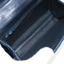 CHANEL Camellia Matelasse Flap Chain Bag Velor Navy Gold CC Auth bs29963V-18