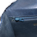 CHANEL Camellia Matelasse Flap Chain Bag Velor Navy Gold CC Auth bs29963V-21