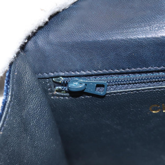 CHANEL Camellia Matelasse Flap Chain Bag Velor Navy Gold CC Auth bs29963V