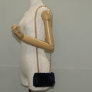CHANEL Camellia Matelasse Flap Chain Bag Velor Navy Gold CC Auth bs29963V-25