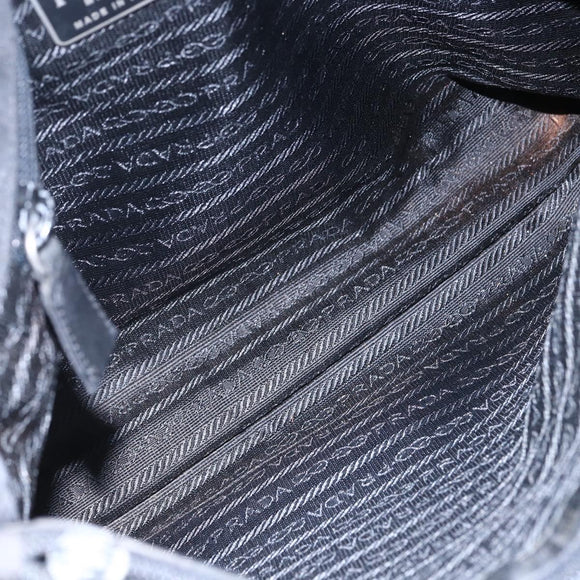 PRADA Shoulder Bag Nylon Black Silver Auth bs29964