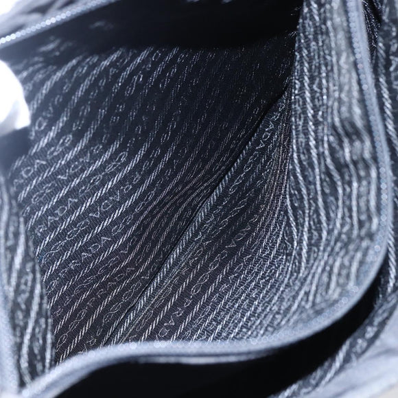 PRADA Shoulder Bag Nylon Black Silver Auth bs29964