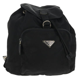 PRADA Backpack Nylon Black Silver Auth bs29965