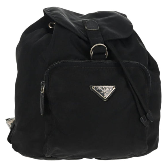 PRADA Backpack Nylon Black Silver Auth bs29965