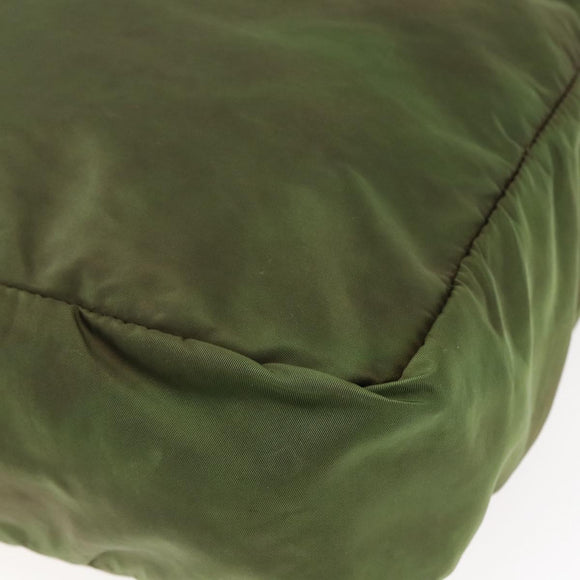 PRADA Tote Bag Nylon Khaki Silver Auth bs29971