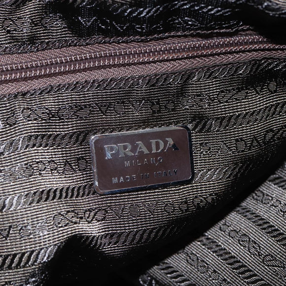 PRADA Tote Bag Nylon Khaki Silver Auth bs29971
