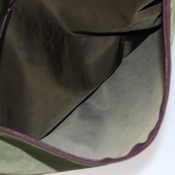 PRADA Tote Bag Nylon Khaki Silver Auth bs29971