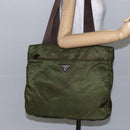 PRADA Tote Bag Nylon Khaki Silver Auth bs29971-24
