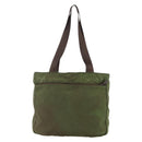 PRADA Tote Bag Nylon Khaki Silver Auth bs29971-2