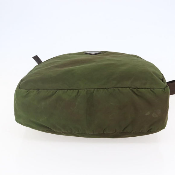 PRADA Tote Bag Nylon Khaki Silver Auth bs29971