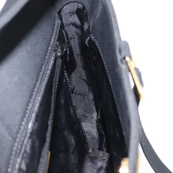 SAINT LAURENT Tote Bag Nylon Black Gold Auth bs29972