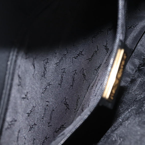 SAINT LAURENT Tote Bag Nylon Black Gold Auth bs29972