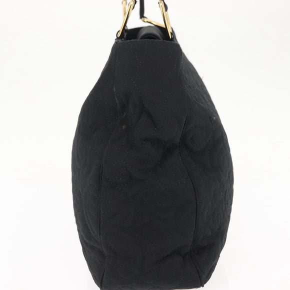 SAINT LAURENT Tote Bag Nylon Black Gold Auth bs29972