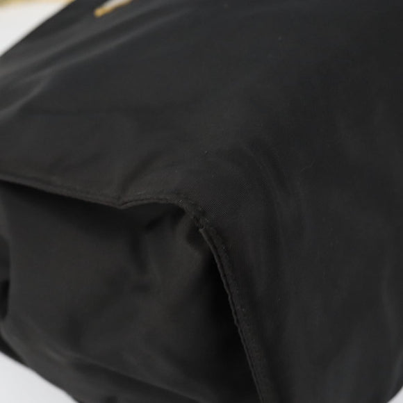 PRADA Hand Bag Nylon Black Gold Auth bs29974