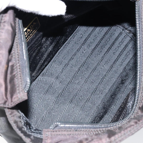 PRADA Hand Bag Nylon Black Gold Auth bs29974