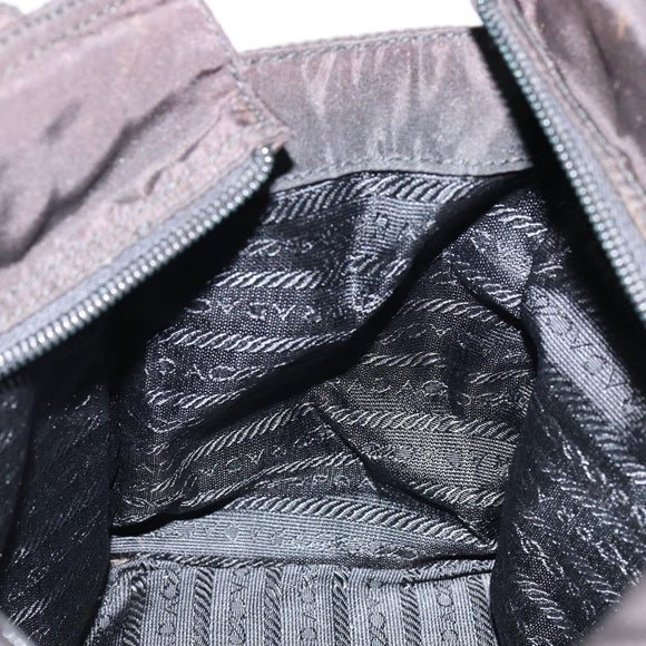 PRADA Hand Bag Nylon Black Gold Auth bs29974