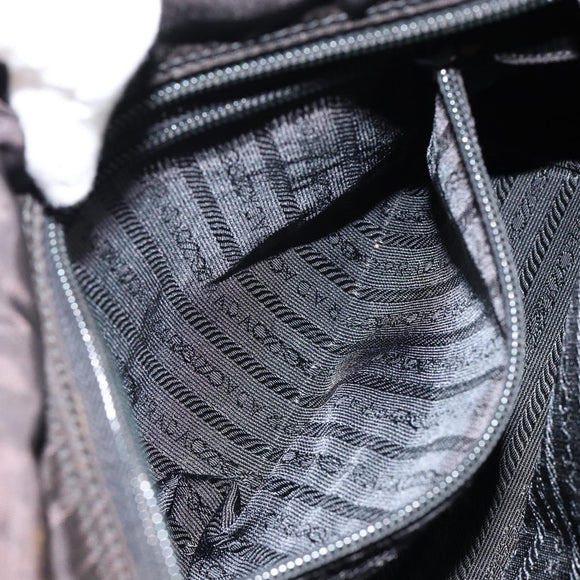 PRADA Hand Bag Nylon Black Gold Auth bs29974