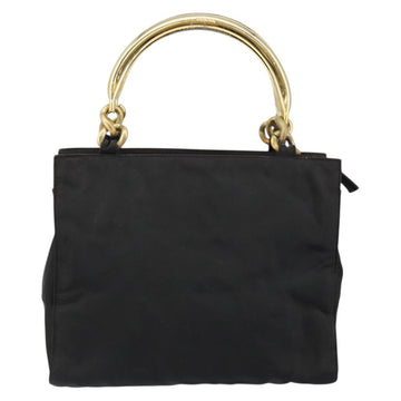 PRADA Hand Bag Nylon Black Gold Auth bs29974 - 0