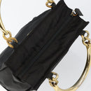 PRADA Hand Bag Nylon Black Gold Auth bs29974-6