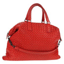 BOTTEGA VENETA INTRECCIATO Hand Bag Leather 2way Red Auth bs29977-1