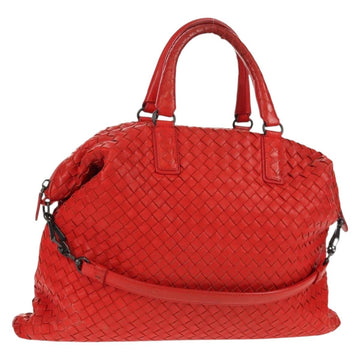 BOTTEGA VENETA INTRECCIATO Hand Bag Leather 2way Red Auth bs29977