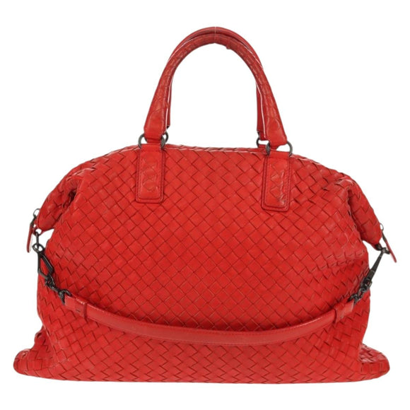 BOTTEGA VENETA INTRECCIATO Hand Bag Leather 2way Red Auth bs29977