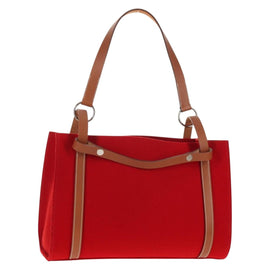 HERMES Cabaricol Shoulder Bag felt Red Silver Auth bs29978V