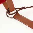 HERMES Cabaricol Shoulder Bag felt Red Silver Auth bs29978V-8