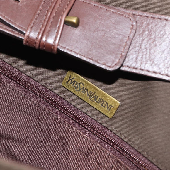 SAINT LAURENT Shoulder Bag Canvas Khaki Gold Auth bs29985