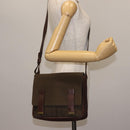 SAINT LAURENT Shoulder Bag Canvas Khaki Gold Auth bs29985-21