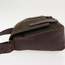 SAINT LAURENT Shoulder Bag Canvas Khaki Gold Auth bs29985-5