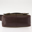 SAINT LAURENT Shoulder Bag Canvas Khaki Gold Auth bs29985-9