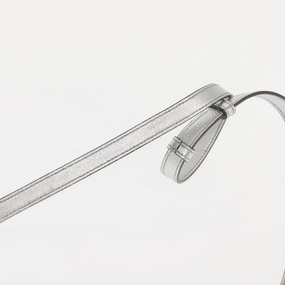 SAINT LAURENT Baby Duffel Mini Boston Bag Leather Silver Auth bs29986