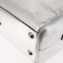 SAINT LAURENT Baby Duffel Mini Boston Bag Leather Silver Auth bs29986-13