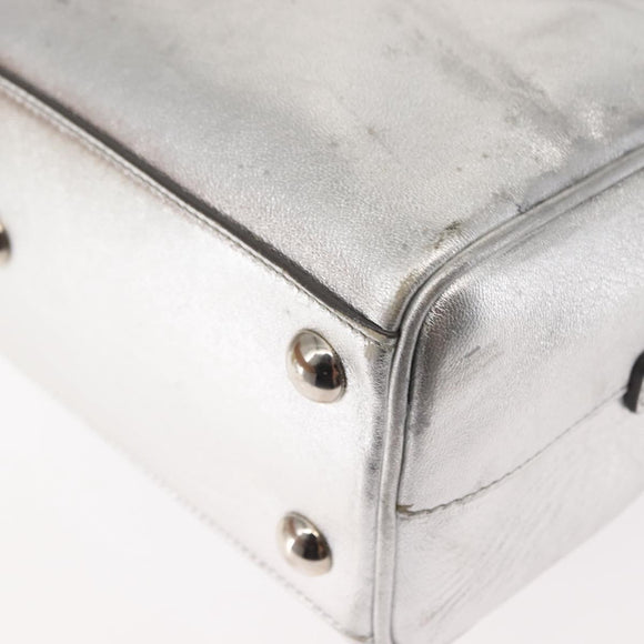 SAINT LAURENT Baby Duffel Mini Boston Bag Leather Silver Auth bs29986