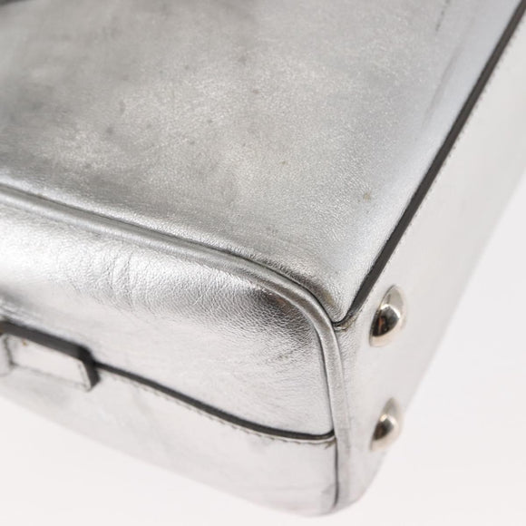 SAINT LAURENT Baby Duffel Mini Boston Bag Leather Silver Auth bs29986