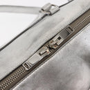 SAINT LAURENT Baby Duffel Mini Boston Bag Leather Silver Auth bs29986-16