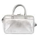 SAINT LAURENT Baby Duffel Mini Boston Bag Leather Silver Auth bs29986-2