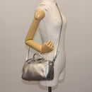 SAINT LAURENT Baby Duffel Mini Boston Bag Leather Silver Auth bs29986-23