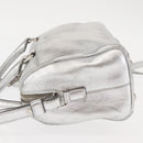 SAINT LAURENT Baby Duffel Mini Boston Bag Leather Silver Auth bs29986-5