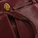 CARTIER Must Line Shoulder Bag Leather Bordeaux Gold Auth bs29989-17