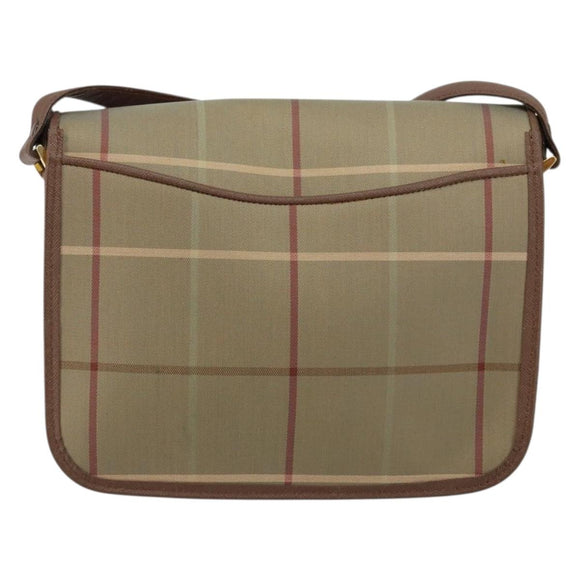 Burberrys Nova Check Shoulder Bag Canvas Beige Gold Auth bs29991