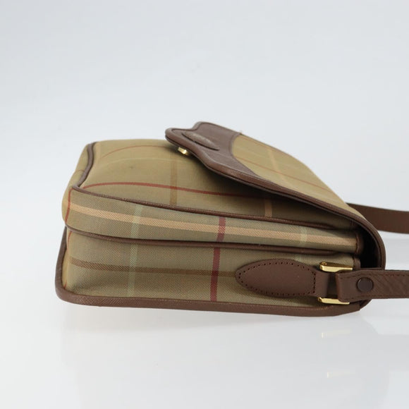 Burberrys Nova Check Shoulder Bag Canvas Beige Gold Auth bs29991