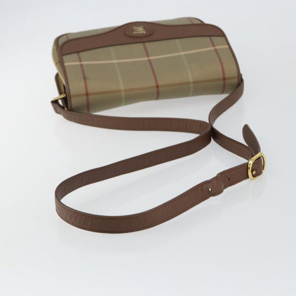 Burberrys Nova Check Shoulder Bag Canvas Beige Gold Auth bs29991