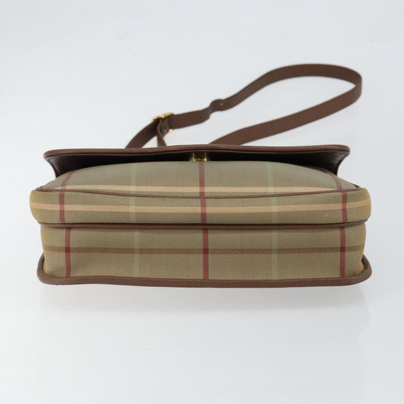 Burberrys Nova Check Shoulder Bag Canvas Beige Gold Auth bs29991