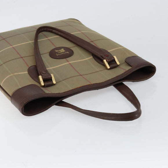 Burberrys Nova Check Tote Bag Canvas Beige Gold Auth bs29992