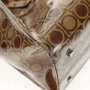 Salvatore Ferragamo Gancini Tote Bag Vinyl Brown Silver Auth bs29993-10